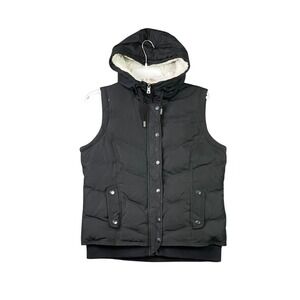 Bailey's Point Puffer Vest Women Medium (10-12) Black Down Filled Hooded Outdoor
